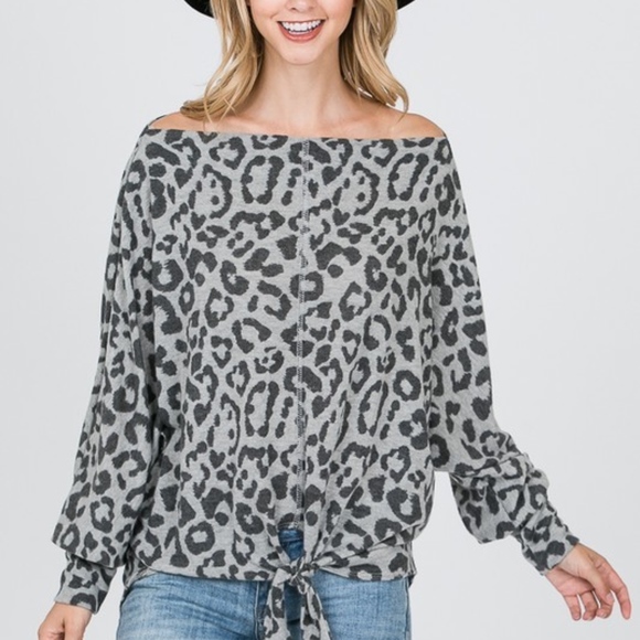 Leopard Off Shoulder Top - Picture 2 of 2